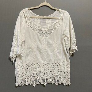 Cost Plus World Market Ivory Crochet Blouse